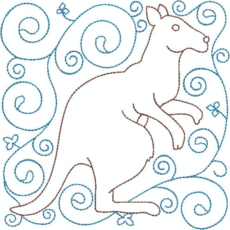 Australia Machine Filled Embroidery Linework Redwork Etsy