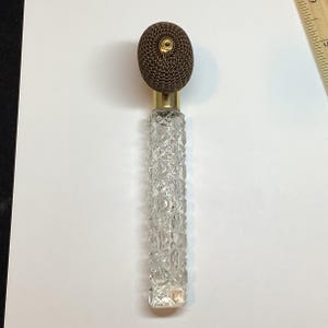Antique Brass Capped Atomizer Cut Glass 4 7/8 inch Perfume Vial