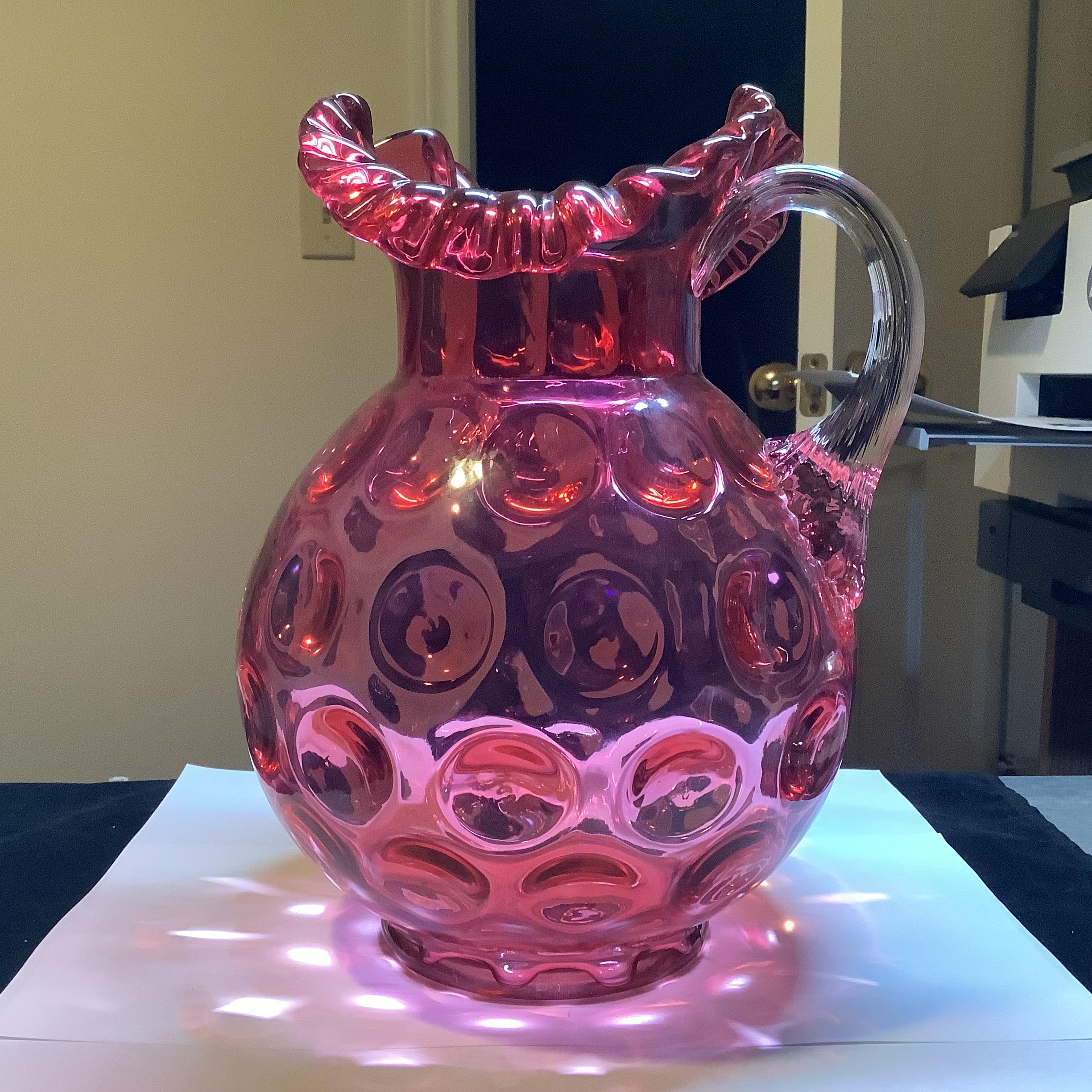 Fenton Cranberry Coin Dot Pitcher - Etsy