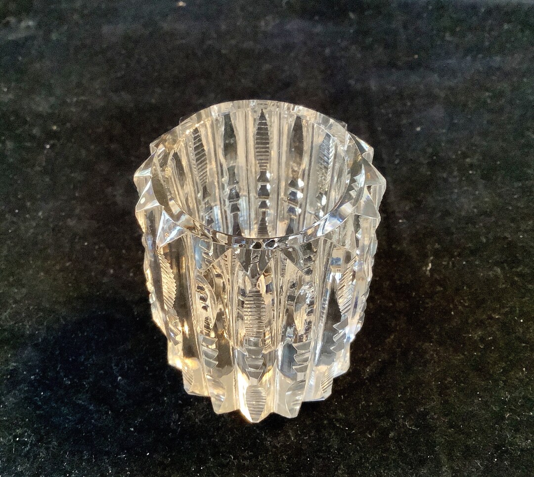 American Brilliant Cut Glass Toothpick Holder Etsy