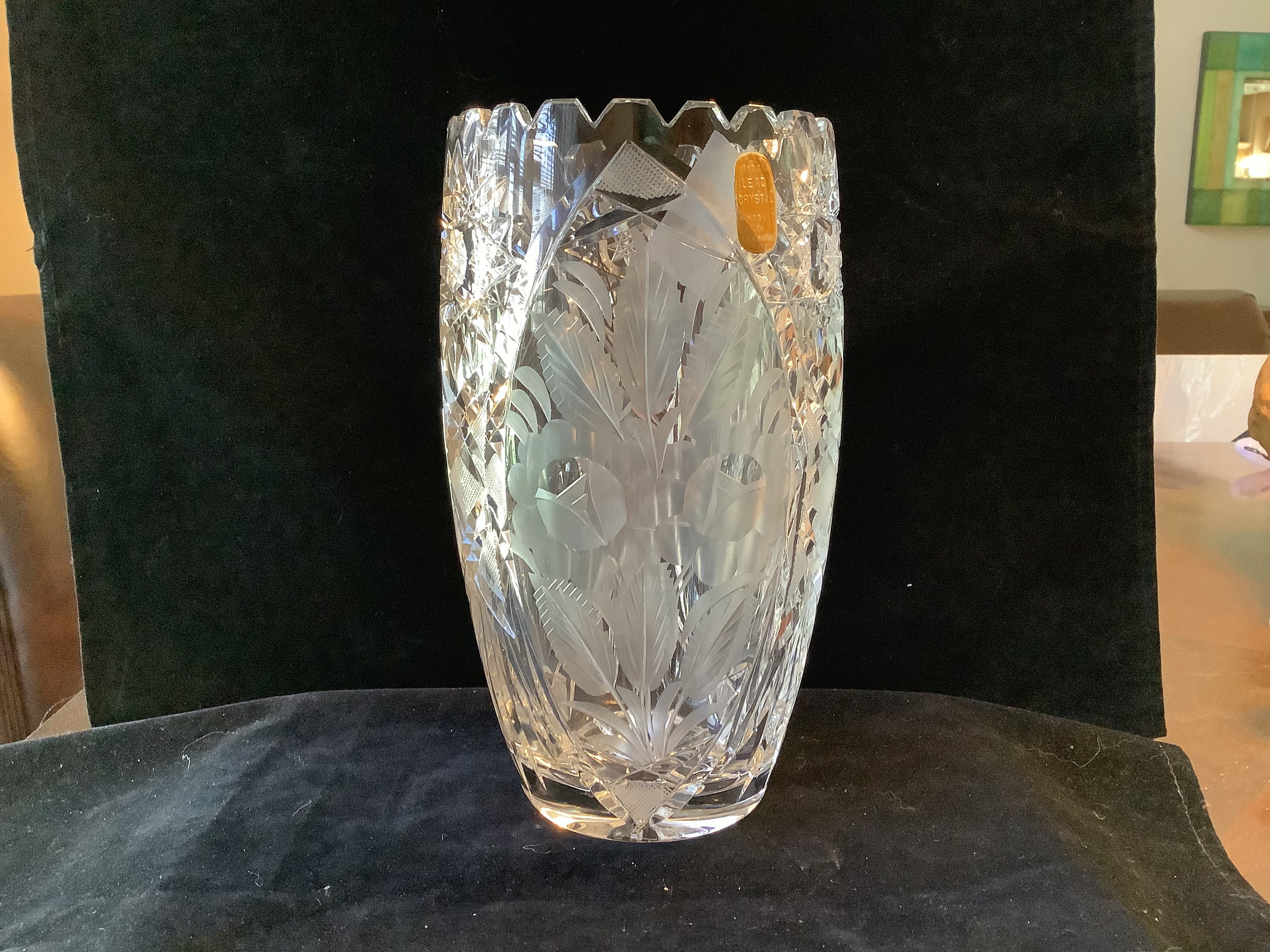 ビンテージクリスタルグラディ-ション花瓶 Antique crystal vase