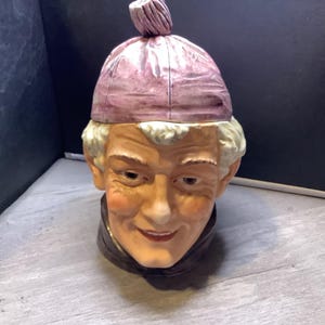 Antique Tobacco Cigar Jar Monk Humidor Porcelain Pottery