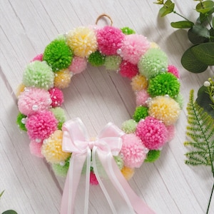 Spring Pompom Wreath - Spring Wreath - Holiday Wreath - Home Decor - Wall Hanging