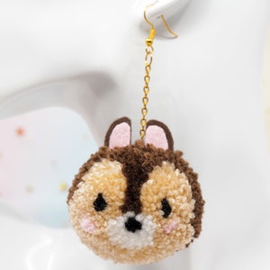 Pompom Chip & Dale Chipmunks - Pompom Earrings - Chipmunk Keychain ...