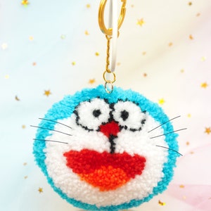 Pompom Doraemon Pompom Earrings Pompom Keychain Doraemon Keychain Gift For Her Big