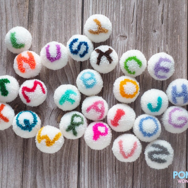 26 English Alphabet Pompoms - PDF Instant Download - Pompom Letters - All in One Tutorial