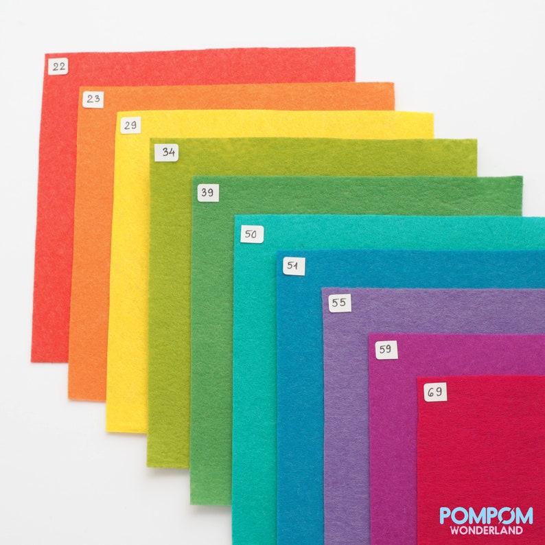 Acrylic Felt Assorted Sheets Pack Set of 10 Colors 12 X 12 Stiffened