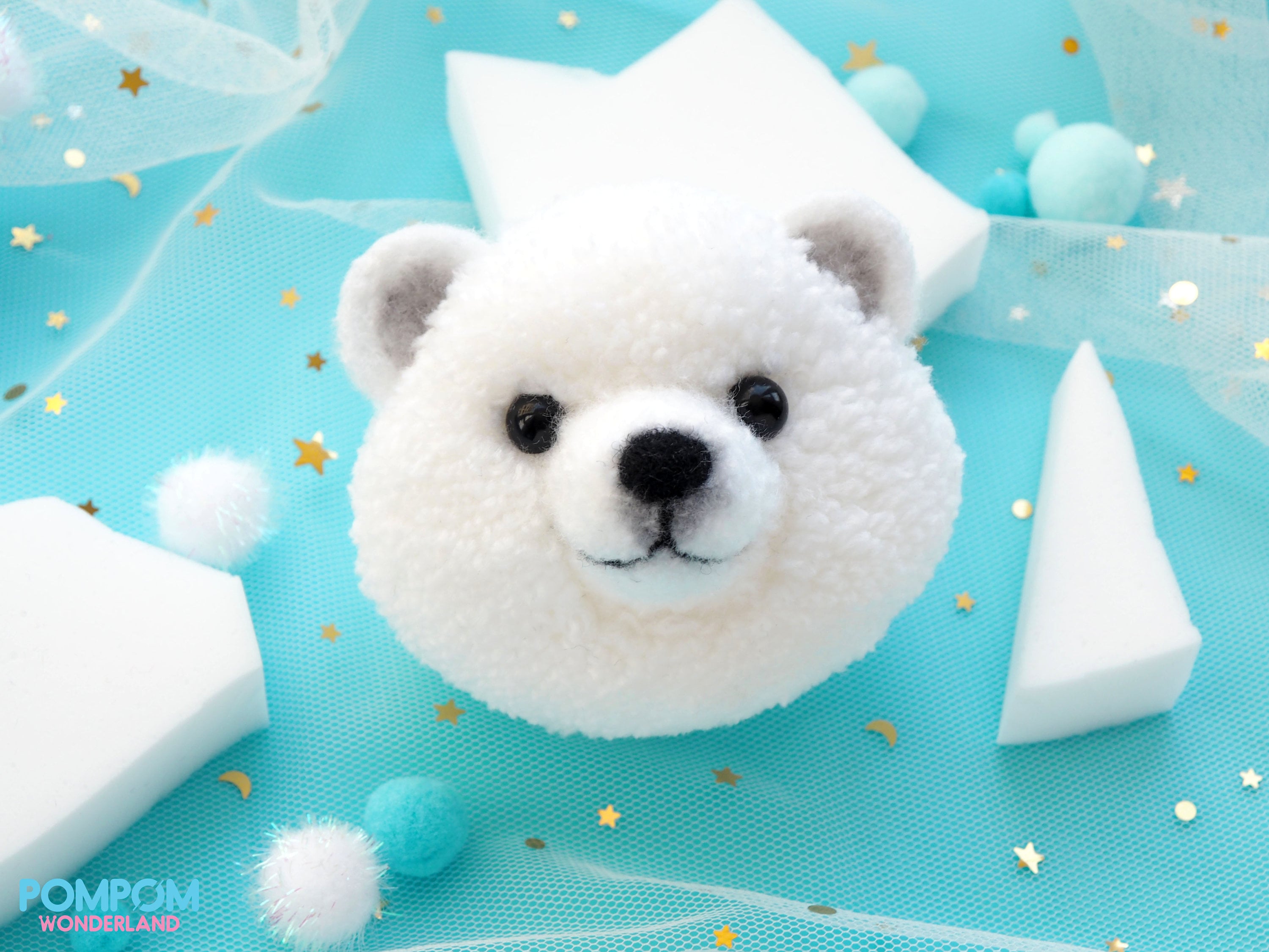 小物 pompom Pompom Polar Bear - Bear Keychain - Pompom Animal - Pompom