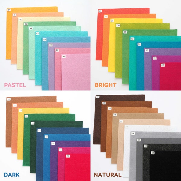 Acrylic Felt - Assorted Sheets Pack - Set of 10 Colors - 12" X 12" - Stiffened Felt - Craft Felt Sheets