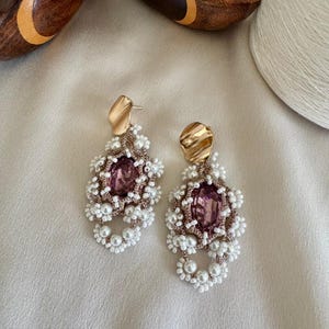 Tatting lace earrings