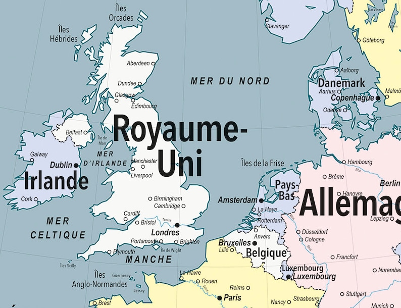 Carte murale de l'Europe, style carte d'école vintage Bild 4
