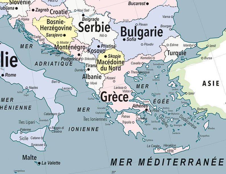 Carte murale de l'Europe, style carte d'école vintage Bild 3