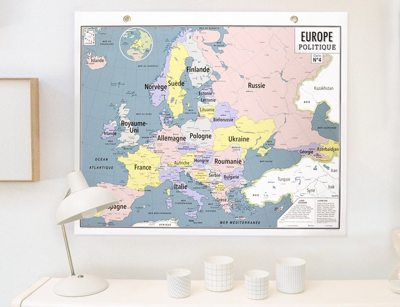 Carte murale de l'Europe, style carte d'école vintage Bild 1