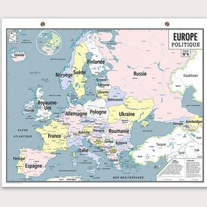 Carte murale de l'Europe, style carte d'école vintage Bild 2