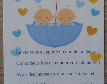 Carte Felicitations Naissance Jumeaux Etsy Carte Felicitations Naissance Jumeaux Etsy