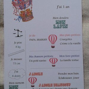 carte anecdotes pour un anniversaire, montgolfière garçon, personnalisable
