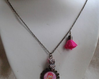 child necklace "pink owl"