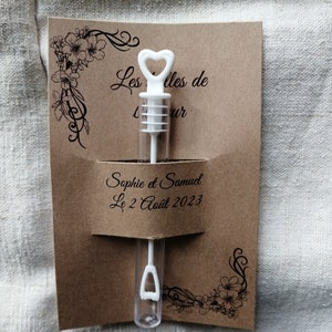 regalo de invitada, set de 10 "botellas de burbujas y su cartulina kraft", personalizable, 3 modelos a elegir