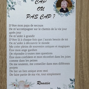 carte de demande de parrain ou marraine, personnalisable