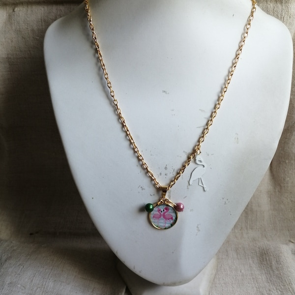 collier enfant "flamant rose"