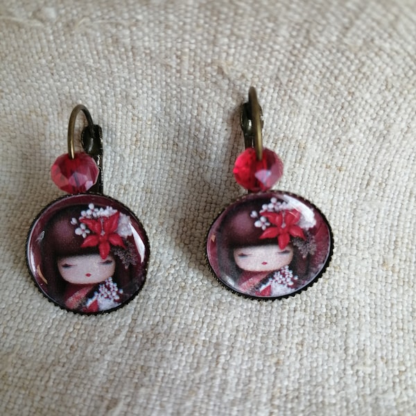 boucles d'oreilles dormeuses "kokeshi"