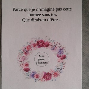 carte à gratter, fleurs, "demande de garçon ou demoiselle d'honneur", personnalisable