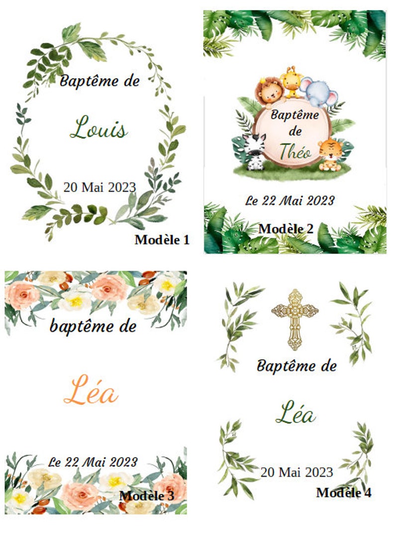 étiquette pour bouteille, baptême, anniversaire, personnalisable image 3