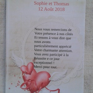 carte  de remerciement de mariage, coeurs, personnalisable