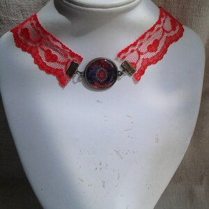 collana a filo con collo "pizzo rosso e rubino"