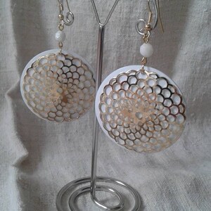 Earrings &quot;gold & white prints&quot;