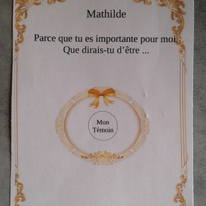 carte à gratter, dorée "demande de  témoin", personnalisable