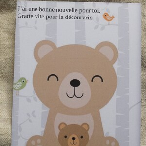 carte à gratter ourse et ourson "tu vas être grand frère", personnallsable
