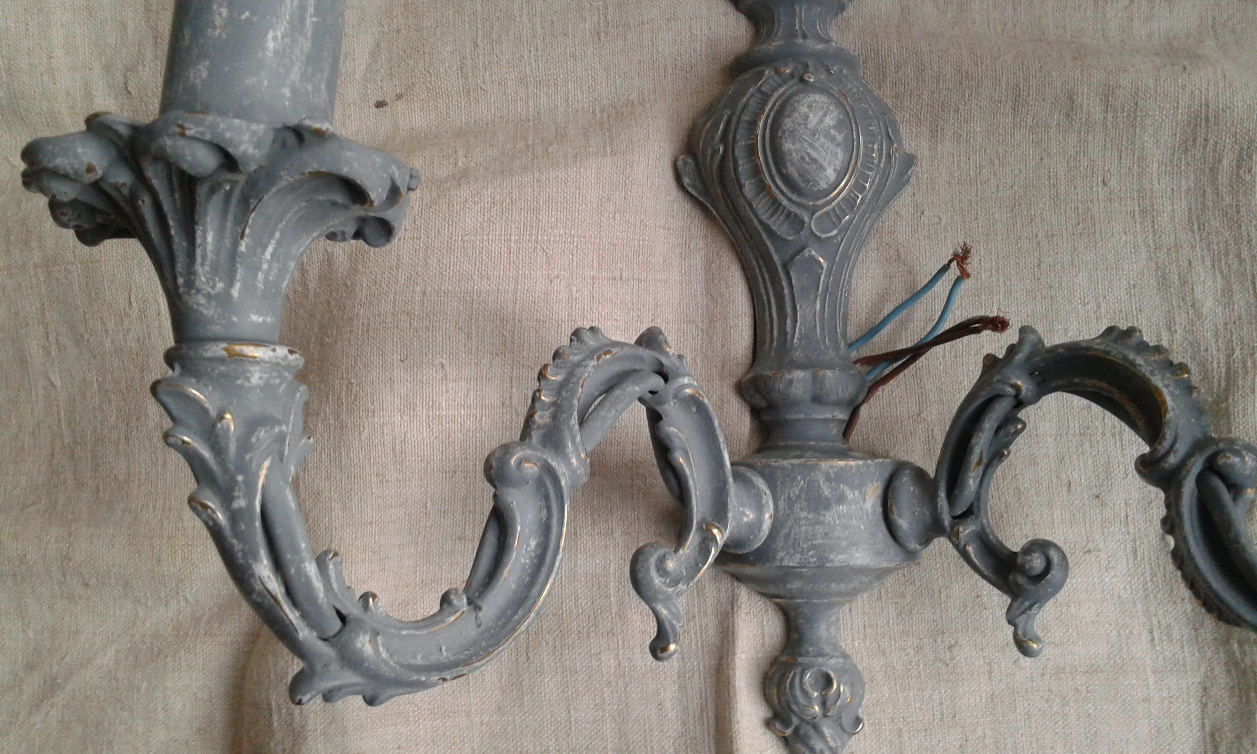 patinated wall lamp gustavian gray and white