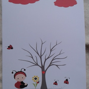 arbre à empreintes, coccinelle, pour baptême, babyshower, personnalisable