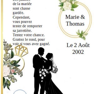 lot de 25 cartes à gratter, jeu de la jarretière, personnalisables