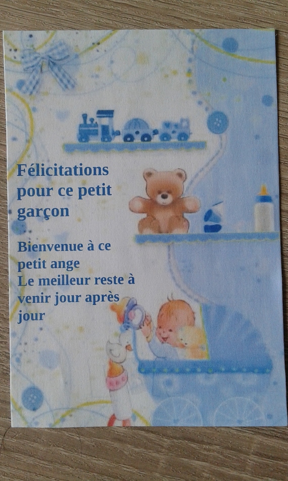 Carte à planter félicitations naissance pour petit garçon, 2 modèles au  choix -  France