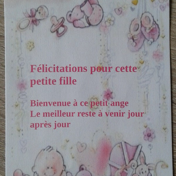 carte à planter "félicitations nasissance pour petite fille", 2 modèles au choix