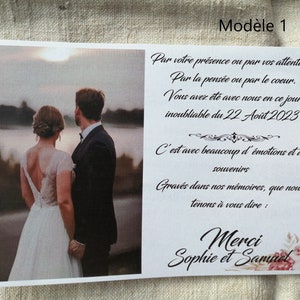 carte de remerciement de mariage, personnalisable