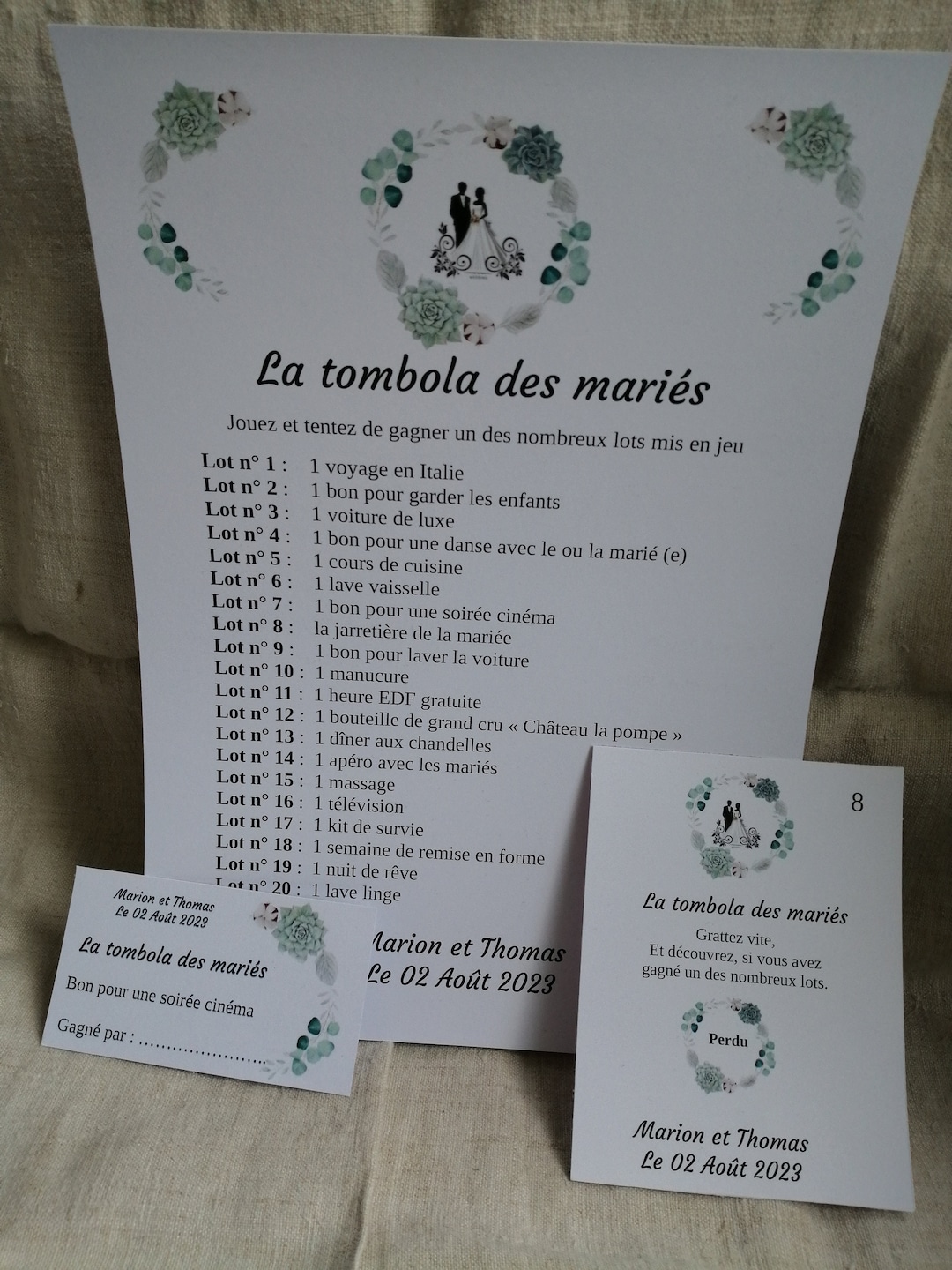 Carte à gratter jeu tombola des mariés Etsy France