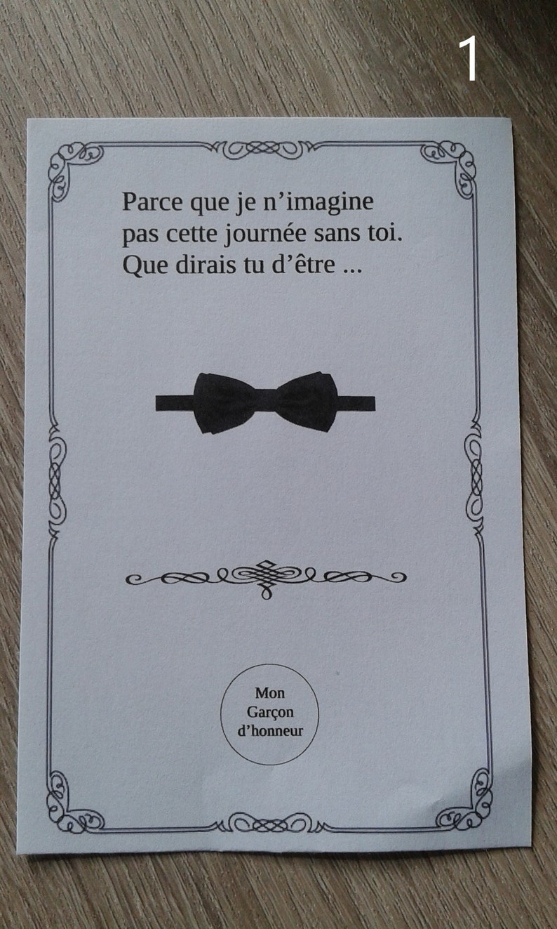 carte à gratter "demande de garçon d'honneur, 4 modèles au choix, personnalisable image 1