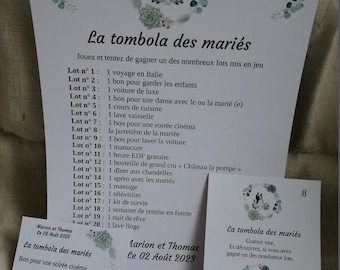 carte à gratter "jeu tombola des mariés", personnalisables, 10 modèles au choix