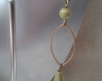 Green and bronze earrings