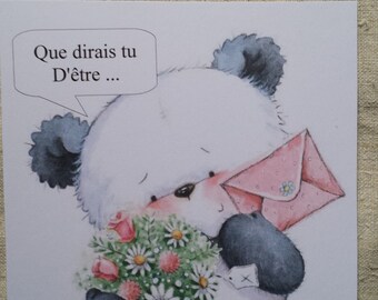 carte à gratter panda ""tu vas être mamie"