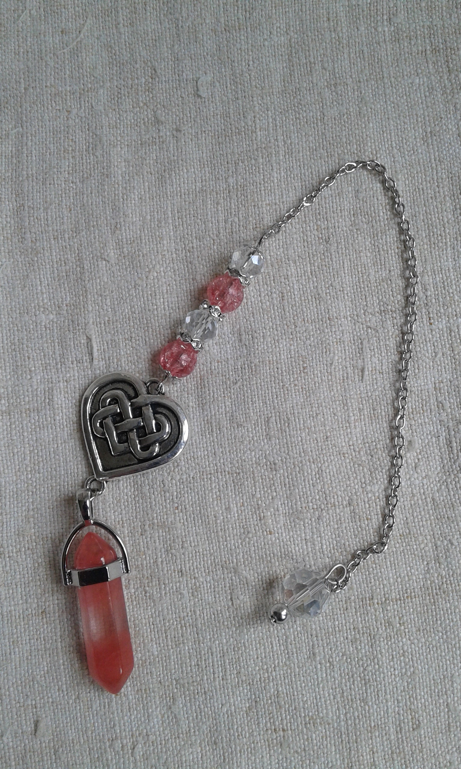 Pendule de Radiesthésiste Tourmaline et Coeur Noeud Celtique