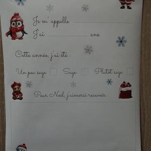 lettre au Père Noël, modèle pour petit garçon, téléchargeable