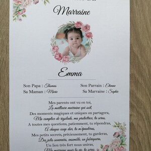 lot de 2 certificats pour parrain et marraine, personnalisables