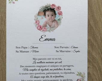 conjunto de 2 certificados para padrinho e madrinha, personalizáveis
