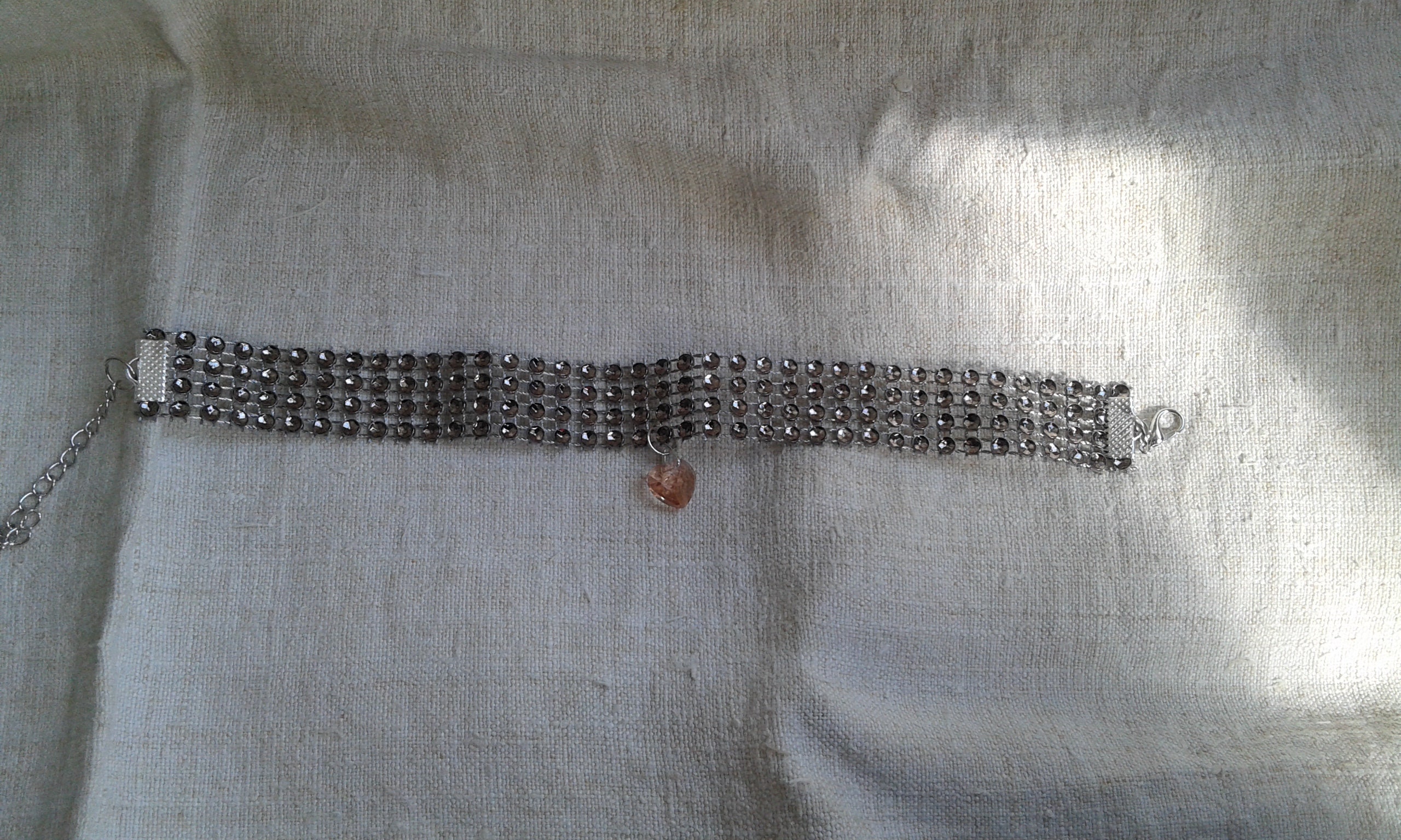 Collier Bijou Pour Chat Ruban Strass et Coeur Rose