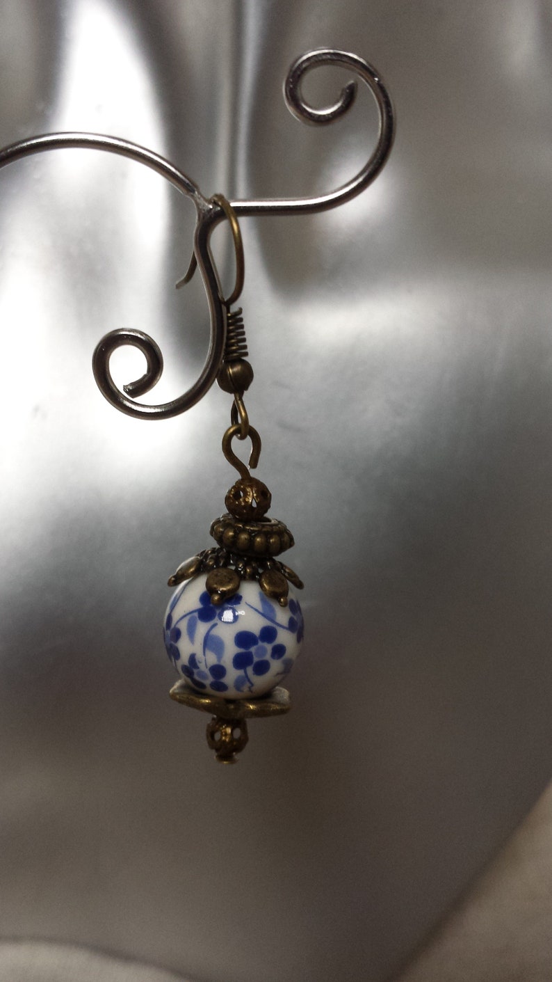 flowers and bronze Pearl earrings