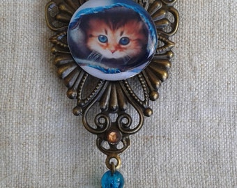 broche "chat et souris"